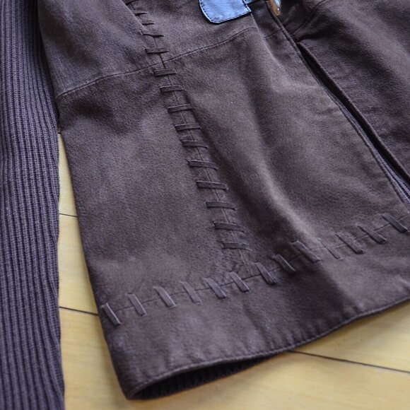 Nygard Brown Suede Leather Boho Horn Toggle Closure Jacket Size M 10-12 - Picture 9 of 13